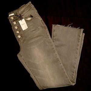 Grey flare high waisted jeans